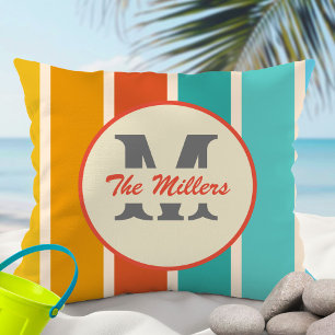 Retro Bright Summer Monogram Kussen