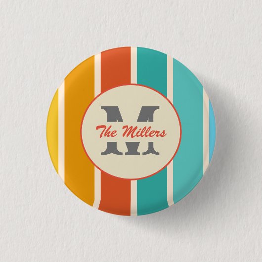 Retro Bright Summer Monogram  Ronde Button 3,2 Cm (Voorkant)