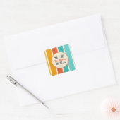 Retro Bright Summer Monogram Vierkante Sticker (Envelop)