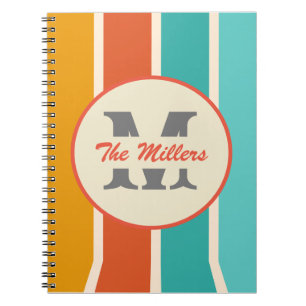 Retro Bright Zomer Monogram  Notitieboek