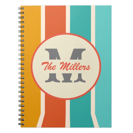 Retro Bright Zomer Monogram  Notitieboek (Voorkant)