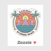 Retro Brisbane Beach Sunset Sticker (Vel)