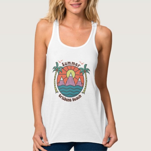 Retro Brisbane Beach Sunset Tanktop (Voorkant)