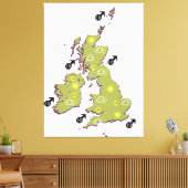 Retro British Isles Canvas Afdruk (Insitu (Woonkamer))