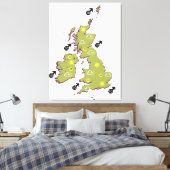 Retro British Isles Canvas Afdruk (Insitu (Slaapkamer))