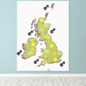 Retro British Isles Canvas Afdruk (Insitu (Houten vloer))