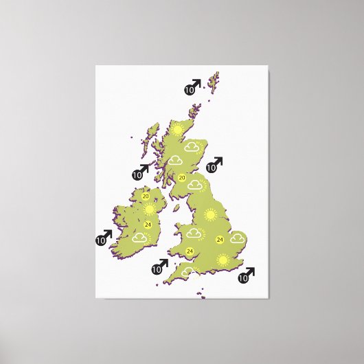 Retro British Isles Canvas Afdruk (Voorkant)