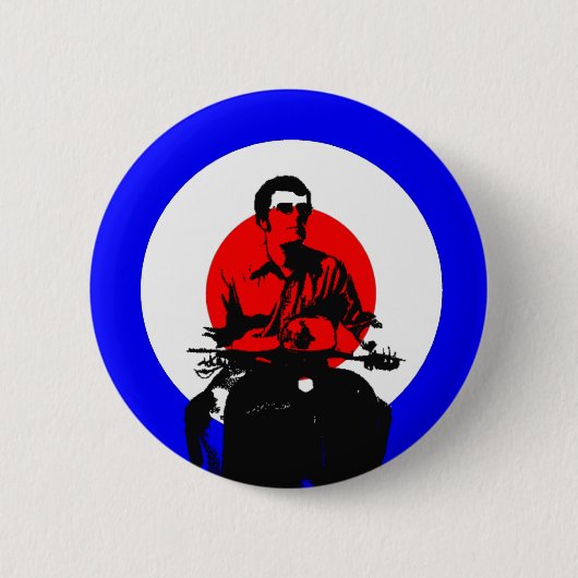 Retro British Mod Scooter Boy Button Badge (Voorkant)