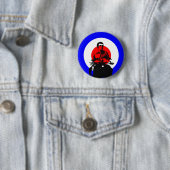 Retro British Mod Scooter Boy Button Badge (In situ)