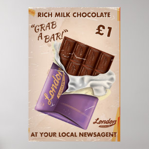 Retro Britse chocoladereclame. Poster