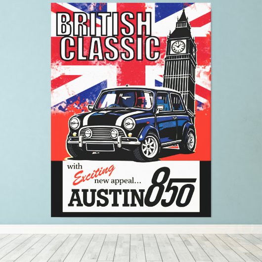 Retro Britse Klassieke Auto Front Pop Art Canvas Afdruk (Insitu (Houten vloer))