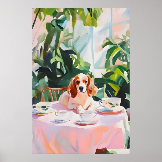 Retro Brittany Spaniel Poster, Brittany Olie Poster (Voorkant)