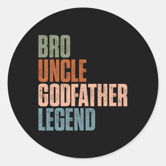 Retro Bro Oom Godfather Legende Grappig Ooms Geloo Ronde Sticker (Voorkant)