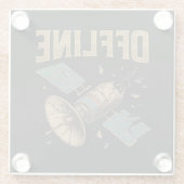Retro Broken Satellite "OFFLINE" Space Art Glazen Onderzetter (Achterkant)