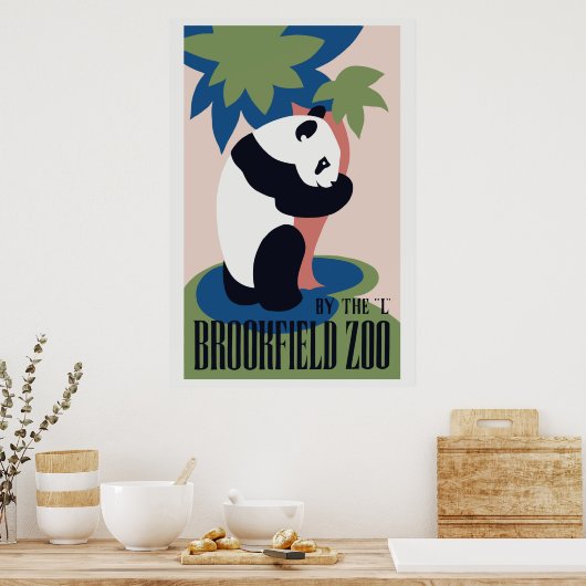 Retro Brookfield Zoo panda Poster (Keuken)