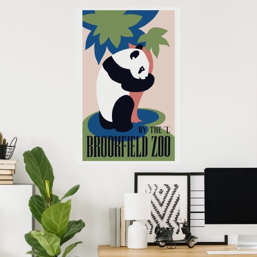 Retro Brookfield Zoo panda Poster (Thuiskantoor)