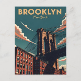 Retro Brooklyn Bridge New York City skyline Briefkaart
