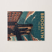 Retro Brooklyn Bridge New York City skyline Legpuzzel (Horizontaal)