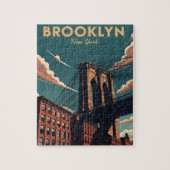 Retro Brooklyn Bridge New York City skyline Legpuzzel (Verticaal)