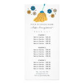 Retro Broom Cleaning Services prijslijst Reclamekaart (Voorkant)