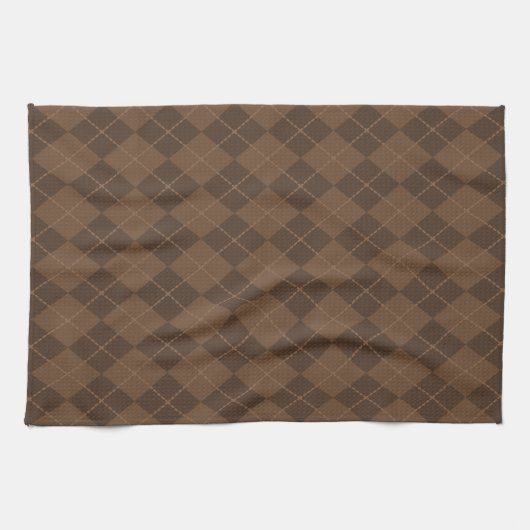 Retro Brown Argyle keukenhanddoek (Horizontaal)