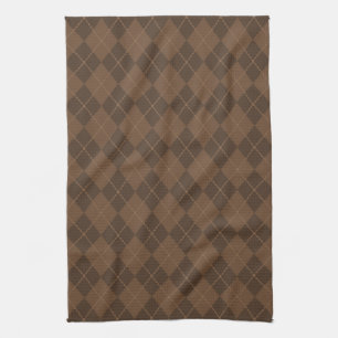 Retro Brown Argyle keukenhanddoek