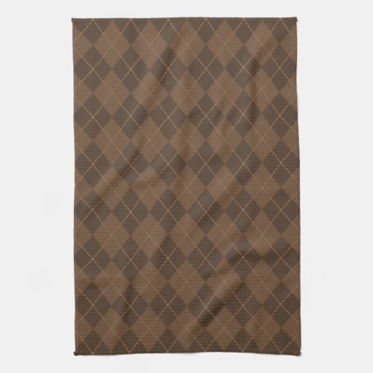 Retro Brown Argyle keukenhanddoek (Verticaal)