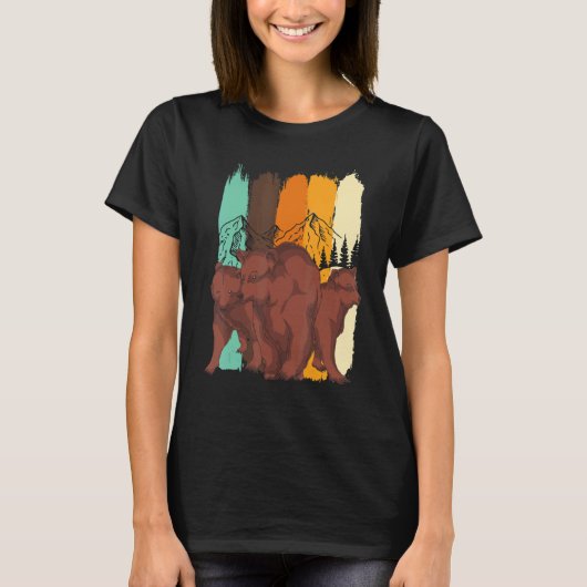 Retro Brown Beer Forest Animal Natuur Trees Beer T-shirt (Voorkant)