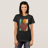 Retro Brown Beer Forest Animal Natuur Trees Beer T-shirt (Voorkant volledig)