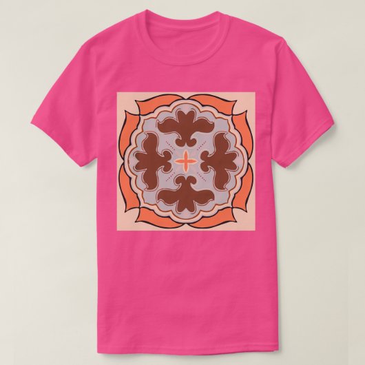 Retro Brown beige Renaissance Patroon T-shirt (Design voorkant)