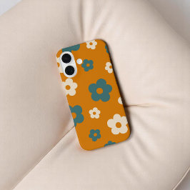 Retro Brown Bloemen Preppy Hippie Chic Gift voor h iPhone 16 Hoesje