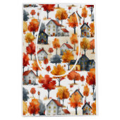 Retro Brown Bloempatroon Medium Cadeauzakje (Voorkant)