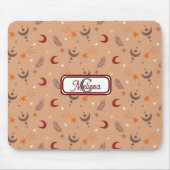 Retro Brown Boho Whimsical Monogram op persoonlijk Muismat (Voorkant)