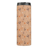 Retro Brown Boho Whimsical Pattern gepersonaliseer Thermosbeker (Achterkant)