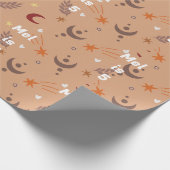 Retro Brown Boho Whimsical Specialized Birthday Cadeaupapier (Hoek)