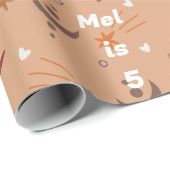 Retro Brown Boho Whimsical Specialized Birthday Cadeaupapier (Rol Hoek)