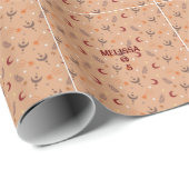 Retro Brown Boho Whimsical Specialized Birthday Cadeaupapier (Rol Hoek)