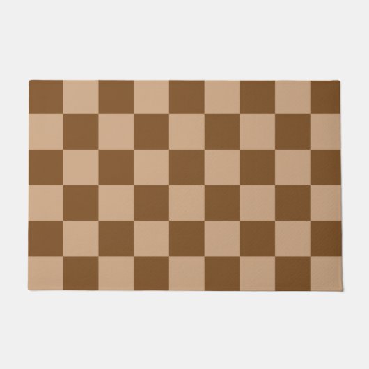 Retro Brown Checkerboard Pattern Deurmat (Voorkant)