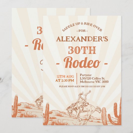 Retro Brown Cowboy thema 30ste verjaardag Kaart (Voorkant / Achterkant)