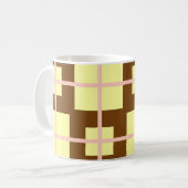 Retro Brown | Cream Checker Pattern Coffee Mug  Koffiemok (Voorkant links)