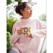 Retro Brown | Cream Checker Pattern Coffee Mug  Koffiemok