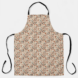 Retro Brown Dot Pattern All-Over Print Apron Schort
