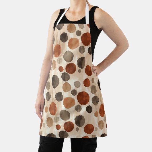  Retro Brown Dot Pattern  All-Over Print Apron Schort (Insitu)