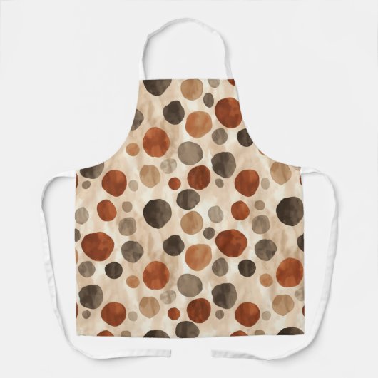  Retro Brown Dot Pattern  All-Over Print Apron Schort (Voorkant)