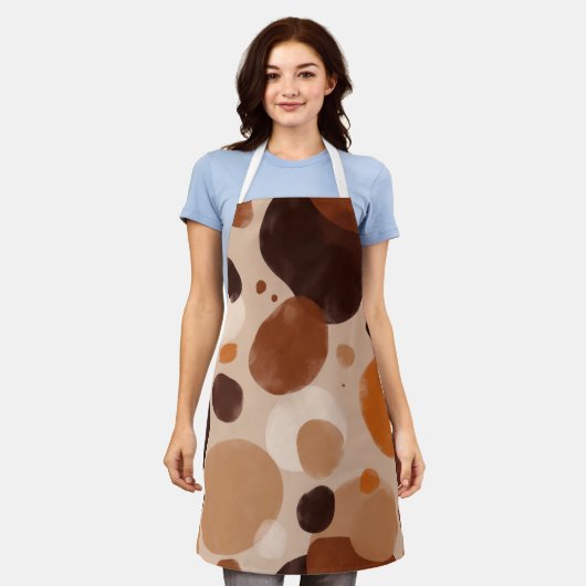 Retro Brown Dot Pattern All-Over Print Apron Schort (Gedragen)