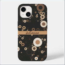 Retro Brown en Beige Circle Patroon Case-Mate iPhone 14 Hoesje