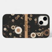 Retro Brown en Beige Circle Patroon Case-Mate iPhone Case (Achterkant (horizontaal))