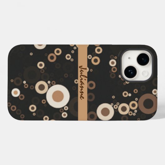 Retro Brown en Beige Circle Patroon Case-Mate iPhone Case (Achterkant (horizontaal))