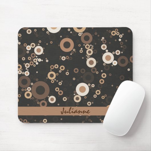 Retro Brown en Beige Circle Patroon Muismat (Met muis)