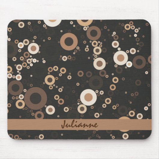 Retro Brown en Beige Circle Patroon Muismat (Voorkant)